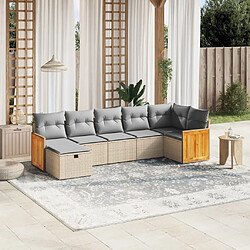 Maison Chic Ensemble à manger d'extérieur 7 pcs avec coussins,Salon de jardin,Mobilier de jardin mélange beige résine tressée -GKD639637