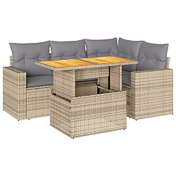 vidaXL Salon de jardin avec coussins 5 pcs beige résine tressée