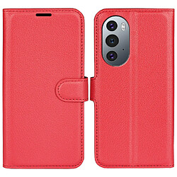 Coque en TPU + PU texture litchi avec support rouge pour votre Motorola Edge 30 Ultra