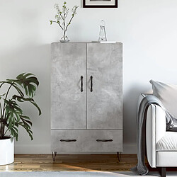 vidaXL Buffet haut gris béton 69,5x31x115 cm bois d'ingénierie