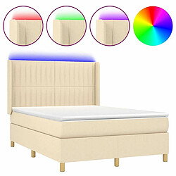 Sommier à lattes,Cadre à lattes de lit pour Adulte matelas et LED Crème 140x190 cm Tissu -MN44761