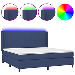 vidaXL Sommier à lattes de lit matelas LED Bleu 200x200 cm Tissu