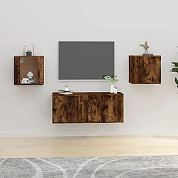 Maison Chic Lot de 2 Meubles TV muraux Banc TV suspendus pour salon Chêne fumé 40x34,5x40 cm -MN14975