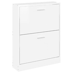 Avis vidaXL Armoire à chaussure Blanc brillant 59x17x81 cm Bois ingénierie