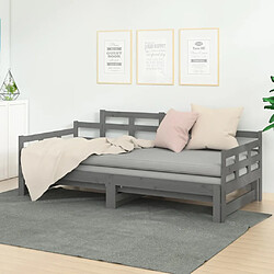 vidaXL Lit coulissant sans matelas gris 2x(90x200) cm