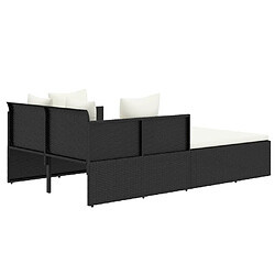 Maison Chic Chaise longue avec coussin | Bain de soleil Relax | Transat noir 182x118x63 cm résine tressée -GKD83674 pas cher