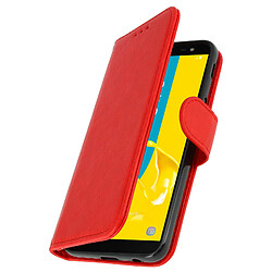 Avizar Housse Samsung Galaxy J6 Etui Clapet Porte carte Fonction support - rouge