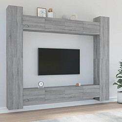 Maison Chic Ensemble de meubles TV 8 pcs | Banc TV Moderne pour salon | Meuble de Rangement - Sonoma gris Bois d'ingénierie -MN39038