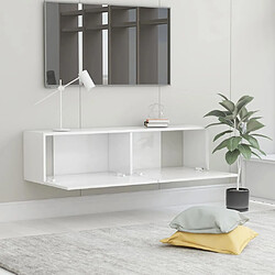 Avis Maison Chic Meuble TV scandinave - Banc TV pour salon Blanc brillant 120x30x30 cm Aggloméré -MN99032