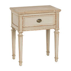 BigBuy Home Table de Nuit Crème Naturel Bois d'épicéa Bois MDF 56 x 36 x 68 cm