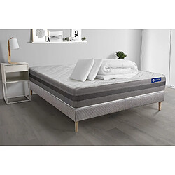 ACTISOM Pack prêt à dormir matelas ACTILATEX RELAX Latex et mémoire de forme 200x200 cm + sommier KIT gris + 2 oreillers + couette