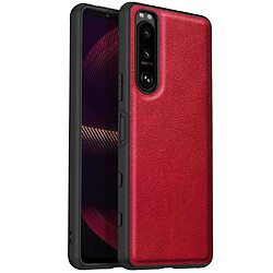 Coque en TPU + PU anti-rayures, anti-empreintes digitales, rétro pour votre Sony Xperia 5 III 5G - rouge