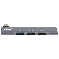 LinQ Adaptateur HUB USB C pour MacBook avec 4x USB 3.0 5Gbps OTG Argent