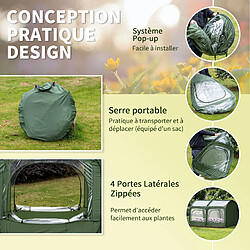 Acheter Outsunny Serre pop-up - serre de jardin pop-up - 4 portes zippées enroulables - dim. 2,5L x 1,25l x 1,35H cm - sac transport inclus - PVC vert