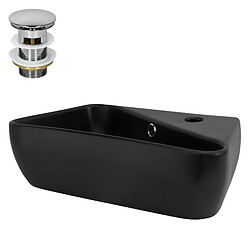 Lavabo avec vidage et trop-plein 45x27x13 cm noir en céramique ML-Design