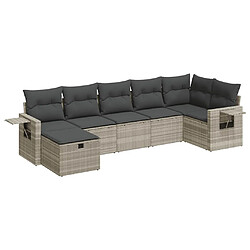 vidaXL Salon de jardin avec coussins 7 pcs gris clair résine tressée