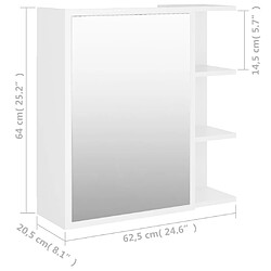 vidaXL Armoire à miroir de salle de bain Blanc Bois d’ingénierie pas cher