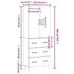 vidaXL Buffet haut Blanc 69,5x34x180 cm Bois d'ingénierie pas cher