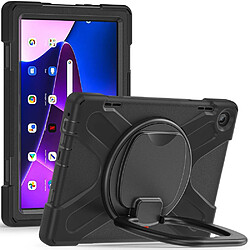 Coque en silicone anti-chute avec poignée et béquille rotative pour votre Lenovo Tab M10 (Gen 3) TB-328FU/TB-328XU - noir