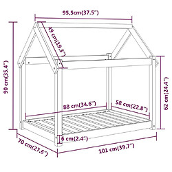 vidaXL Lit pour chien Blanc 101x70x90 cm Bois de pin solide pas cher