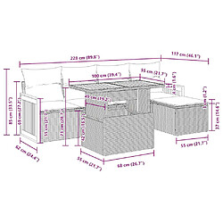 vidaXL Salon de jardin 6 pcs avec coussins beige résine tressée acacia pas cher