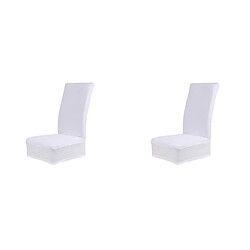 2pcs élégante salle à manger tabouret chaise couverture stretch protecteur blanc