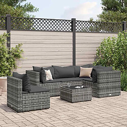 vidaXL Salon de jardin 6 pcs avec coussins Gris Résine tressée