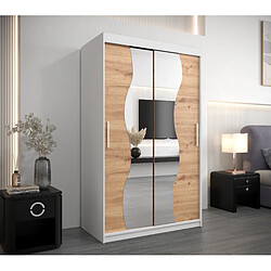 Abiks Meble Armoire MADRYT À Portes Coulissantes 200/120/62 2 Portes (Blanc/Artisan)