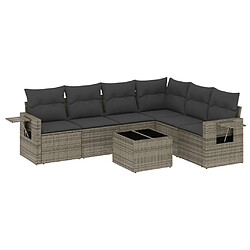 Maison Chic Salon de jardin avec coussins 7 pcs, Ensemble Tables et chaises de jardin, gris résine tressée -GKD769450