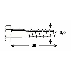 Acheter Connex KL3146060 Vis à bois 6 pans galvanisés 1000 g 6 x 60 mm