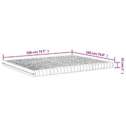 vidaXL Matelas en mousse blanc 180x200 cm 7 zones dureté 20 ILD pas cher