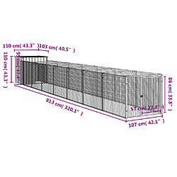 vidaXL Niche pour chien avec cour gris clair 110x813x110 cm pas cher