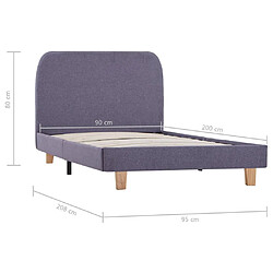 vidaXL Cadre de lit sans matelas gris clair tissu 90x200 cm pas cher