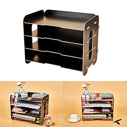 Acheter Wewoo Creative Home Office Desktop Organiseur de fichiers à 4 couches Plateau à lettres en bois pour étagères à documents Noir