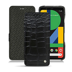 Housse cuir Google Pixel 4 XL - Rabat horizontal - Crocodile nero ( Noir / Black) - NOREVE