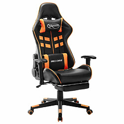 Maison Chic Chaise de jeu, Chaise gaming avec repose-pied, Fauteuil gamer,Chaise de Bureau Noir et orange Cuir artificiel -GKD24094