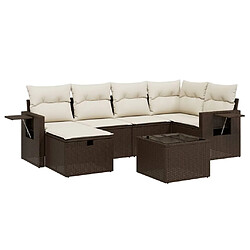 vidaXL Salon de jardin avec coussins 7 pcs marron résine tressée