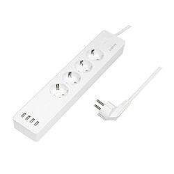 LogiLink SH0104 Multiprise Wi-FI Smart Home 4 Prises (4 x CEE 7/3) + 4 Ports USB-A, contrôlable Via Application, IP 20, Compatible Tuya, Compatible avec Alexa et Google Home, 1,8 m