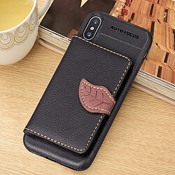 Wewoo Coque Housse en cuir magnétique pour iPhone X, avec fentes porte-cartes & porte-monnaie & cadre photo noir