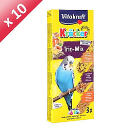 VITAKRAFT Kracker Trio-Mix Friandise pour Perruches Miel Sesame, Abricot Figue, oeuf Graines de Graminee - Lot de 10x3