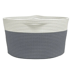 Acheter vidaXL Panier de rangement gris et blanc Ø40x25 cm coton