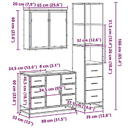 vidaXL Ensemble de meubles de salle de bain 3 pcs Sonoma gris pas cher