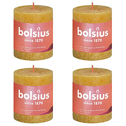 Bolsius Bougies pilier rustiques 4 pcs 80x68 mm Jaune nid d'abeilles