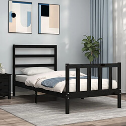 Maison Chic Cadre/structure de lit avec tête de lit pour adulte - Lit Moderne Chambre noir petit simple bois massif -MN59286