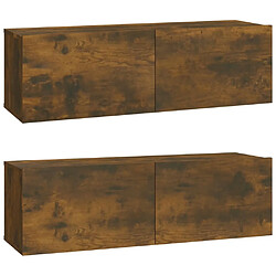 Maison Chic Meubles TV 2 pcs pour salon Chêne fumé 100x30x30 cm Bois d'ingénierie -MN69100