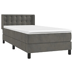 Avis Maison Chic Lit adulte- Lit + matelas,Sommier à lattes de lit et matelas Gris foncé 90x200 cm Velours -GKD72522