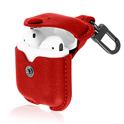 Coque AirPods Aspect Cuir Lisse Mousqueton Devia Cowboy Series Rouge