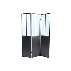 Vente-Unique Paravent miroir atelier industriel 3 pans - Métal - H. 180 x L. 122 cm - Noir - COVENTRY