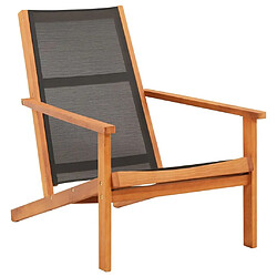 Maison Chic Chaise de jardin - Fauteuil d'extérieur Noir Bois d'eucalyptus solide et textilène -MN97326