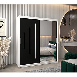 Abiks Meble Armoire YORK 2 À Portes Coulissantes 200/180/62 2 Portes (Blanc/Noir)